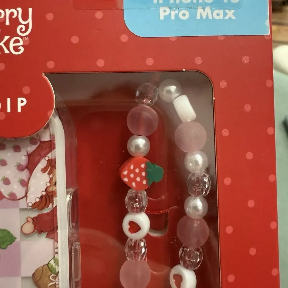 Strawberry Shortcake X Skinny Dip Iphone 15 Pro Max Case & Bead Phone Strap NEW